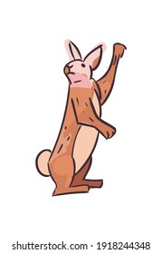 Cute brown rabbit in two legs design, Animal life nature and character theme Vector illustration