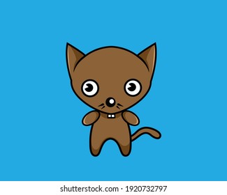 Cute Brown Rat Vector Illustration