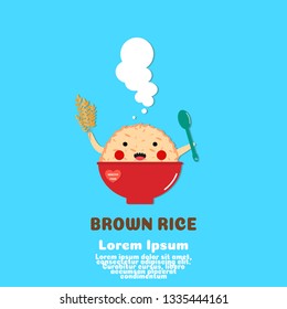 cute brown rice cartoon vector.