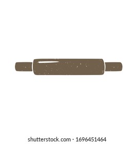 Cute brown rolling pin on a transparent background. Vector shabby hand drawn illustration