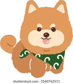 cute brown shiba inu shibainu dog puppy character