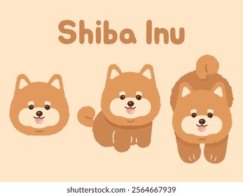 cute brown shiba inu shibainu dog puppy character