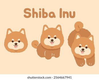 cute brown shiba inu shibainu dog puppy character