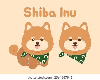 cute brown shiba inu shibainu dog puppy character