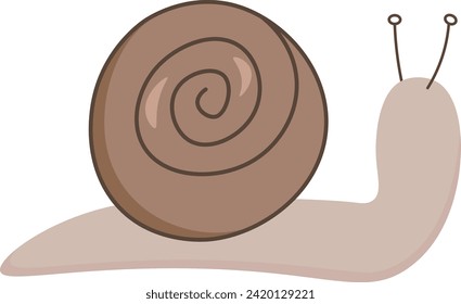 Cute brown simple vector snail