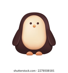 Cute brown sparrow character as kids toy 3D illustration. Cartoon drawing of adorable forest bird as mascot or gift in 3D style on white background. Wildlife, childhood concept