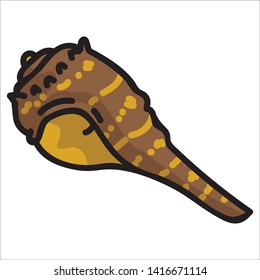 Cute brown spiny shell cartoon vector illustration motif set. Hand drawn isolated marine life elements. Clipart for ocean text blog, mollusk graphic.