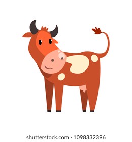 Cute Brown Spotted Cow Funny Farm Stock Vector (Royalty Free ...