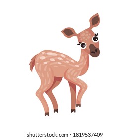 Cute Brown Spotted Deer as Herbivore Forest Animal Vector Illustration