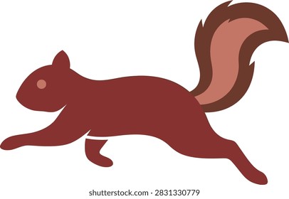 A cute brown squirrel is running with its fluffy tail and cute expression on its face, conveying a sense of playfulness and joy in a natural outdoor setting, perfect for wildlife and animal concepts