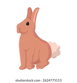 Cute brown standing rabbit. Vector illustration