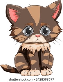 Cute brown tabby kitten with big eyes