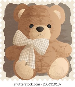 Cute Brown Teddy Bear with a Bow