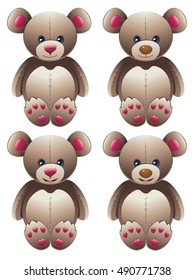 Cute brown teddy bear, cartoon happy bear illustration.