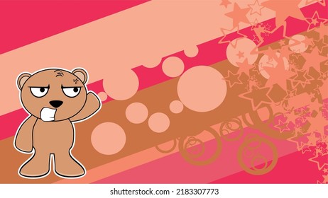 cute brown teddy bear character cartoon background in vector format