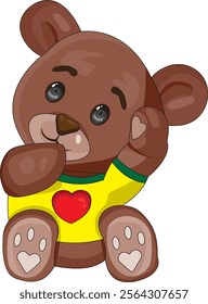 Cute Brown Teddy Bear Doodle Cartoon