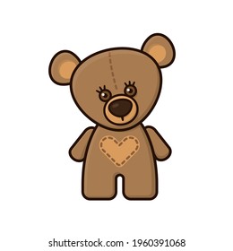 Cute brown teddy bear isolated vector illustration  for Teddy bear Day on September 9