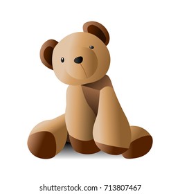 cute brown teddy bear sitting on white background vector design