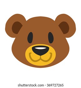 Cute Brown Teddy Bear Smiling Face vector icon