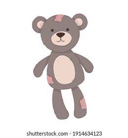 Cute Brown Teddy bear toy. Isolated on white background