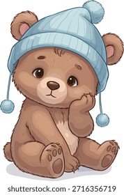 Un lindo oso de peluche marrón con sombrero azul
