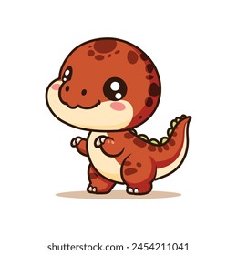 cute brown tyrannosaurs kawaii cartoon character vector illustration template design. cute monster dinosaurs