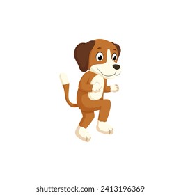 Cute Brown and White Dog Sneaking Cartoon Character. Dog Walking Tip Toe Quietly Vector Illustration