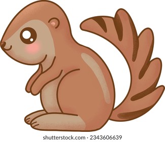 Cute Brown Xerus Illustration in Kawaii Style