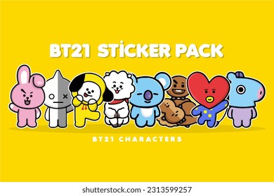 cute bt21 big set sticker concept vector design