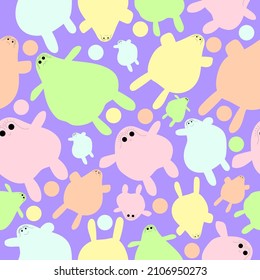 Cute bubbies smiling and sad face illustration seamless pattern. Cute bubbly abstract character illustration seamless pattern.