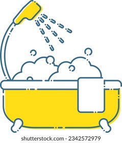 Cute bubble bath and shower illustration