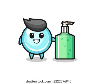 cute bubble cartoon with hand sanitizer , cute style design for t shirt, sticker, logo element