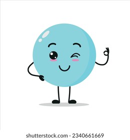 Cute bubble character. Funny smiling and foam cartoon emoticon in flat style. bubble emoji vector illustration