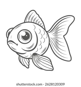 Cute Bubble Eye Goldfish Line Kunstgrafik