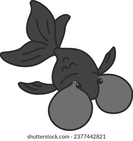 Cute bubble eye goldfish vector illustration on white background. Cute cartoon fish.