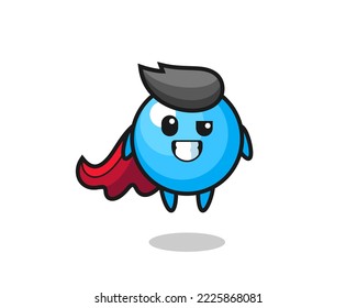 the cute bubble gum character as a flying superhero , cute style design for t shirt, sticker, logo element