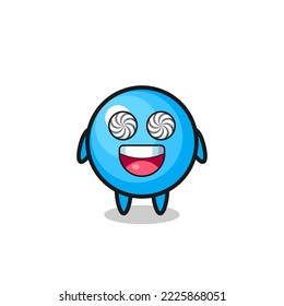 cute bubble gum character with hypnotized eyes , cute style design for t shirt, sticker, logo element