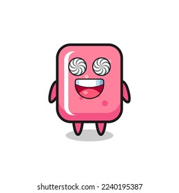 cute bubble gum character with hypnotized eyes , cute style design for t shirt, sticker, logo element