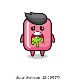 the cute bubble gum character with puke , cute style design for t shirt, sticker, logo element
