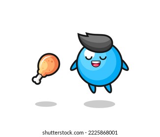 cute bubble gum floating and tempted because of fried chicken , cute style design for t shirt, sticker, logo element