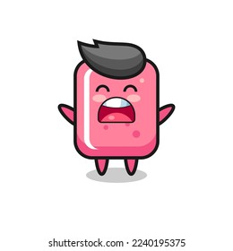 cute bubble gum mascot with a yawn expression , cute style design for t shirt, sticker, logo element