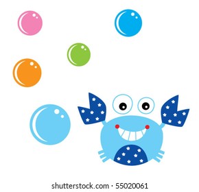 cute bubble happy crab