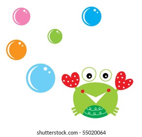 cute bubble happy crab