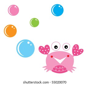 cute bubble happy crab