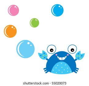 cute bubble happy crab