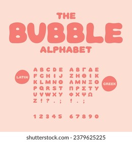 Rutschblasen-Buchstaben, Alphabet, Schrift, . Vektorgrafik