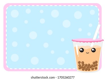 Cute Bubble Milk Tea Background With Pink And Blue Pastel