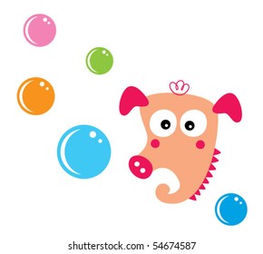 cute bubble seahorse