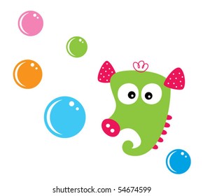 cute bubble seahorse
