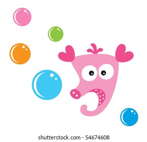 cute bubble seahorse